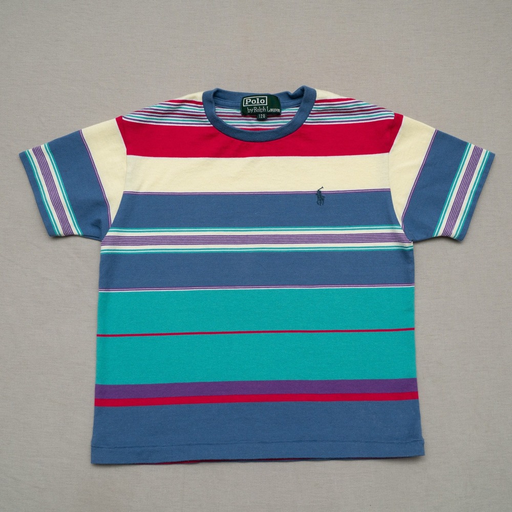 Vintage Polo Ralph Lauren Multicolor Striped T Shirt EU 120‎ Single Stitch